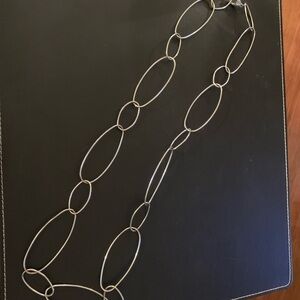 Ralph Lauren Elegant Silver Oval Necklace - app 40 inches
